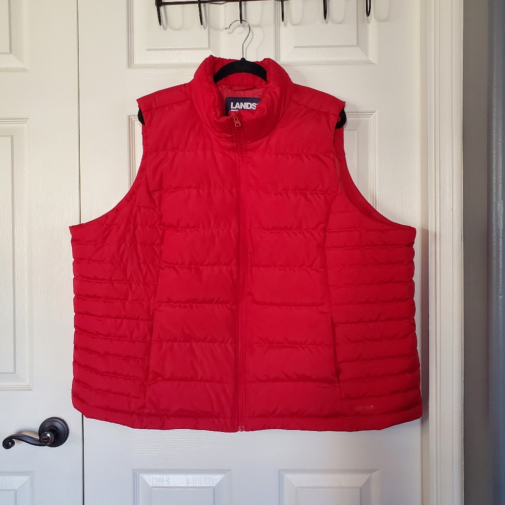 Lands' End Red Quilted Puffer Vest - Women's